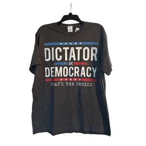 NWOT Port and Company Men's Cut Black Short Sleeve Political T Shirt Size Large